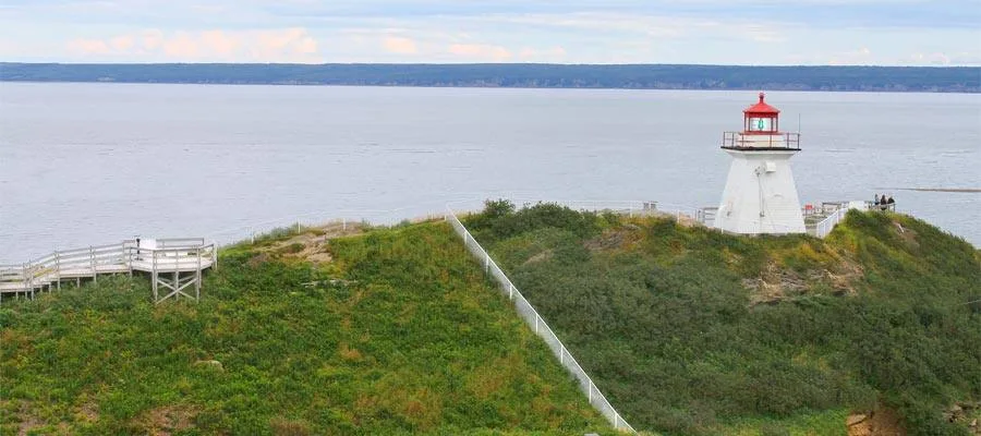 Küste der Bay of Fundy bei Ebbe